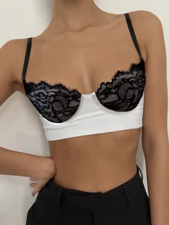 COMMENSE Lace Bra Detail Cropped Cami Top* Crop Tops|Tank Tops & Camis