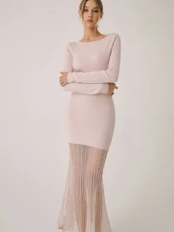 COMMENSE Lace Hem Mermaid Midi Sweater Dress* Sweater Dresses|Work Dresses