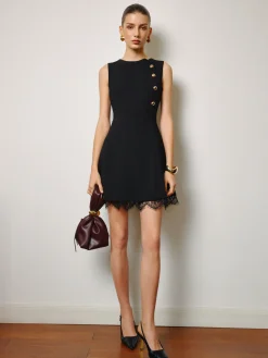 COMMENSE Lace Hem Metal-Detail Tank Dress* Dresses