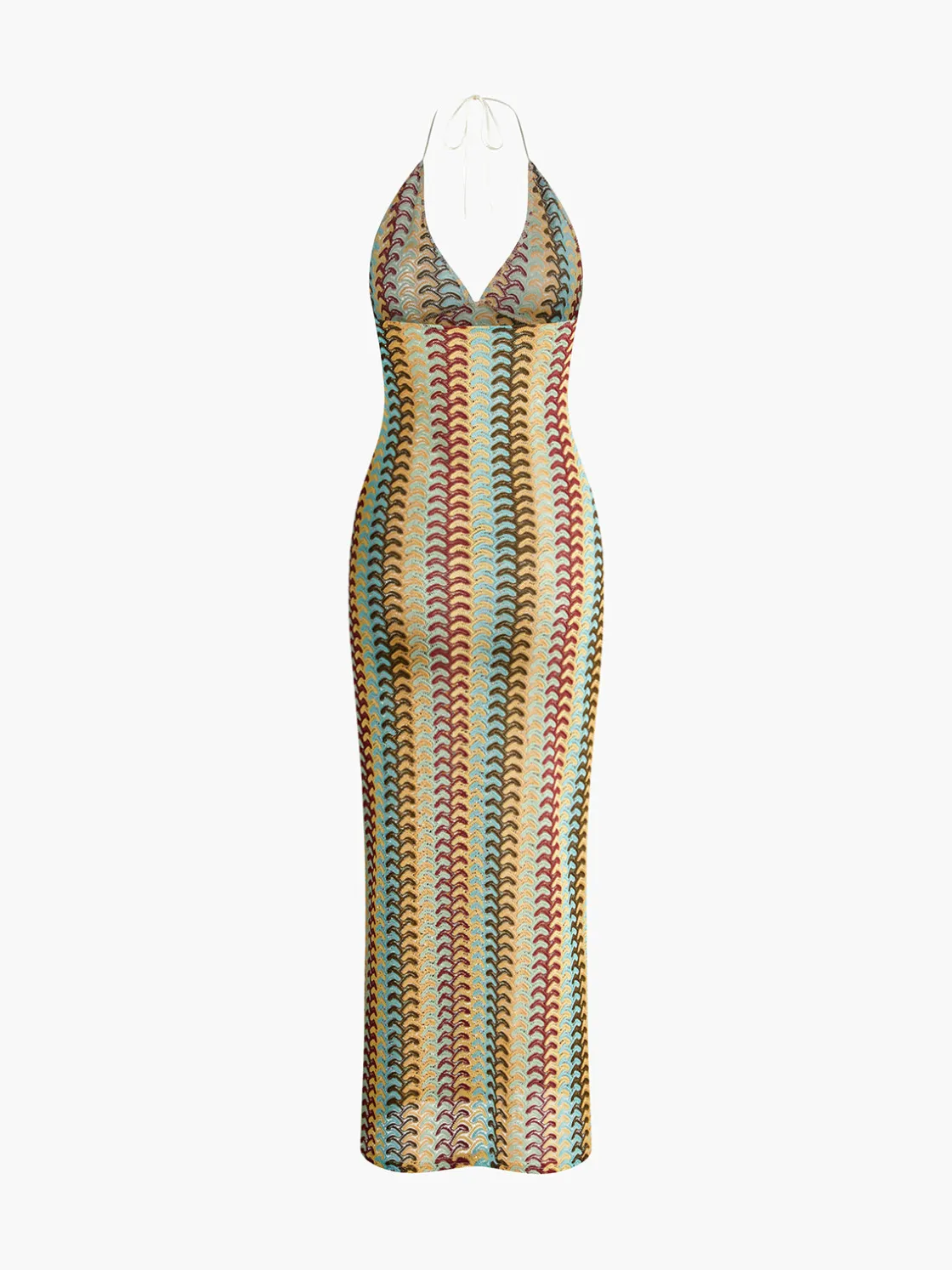 COMMENSE Lace Multi-Color Halter V-Neck Dress* Casual Dresses|Vacation Dresses