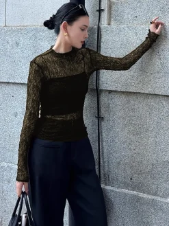 COMMENSE Lace Panel Jersey Two-Piece Blouse* Blouses & Shirts|Tops