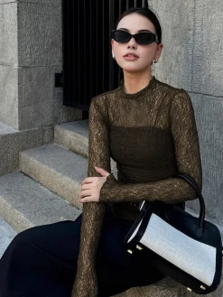 COMMENSE Lace Panel Jersey Two-Piece Blouse* Blouses & Shirts|Tops