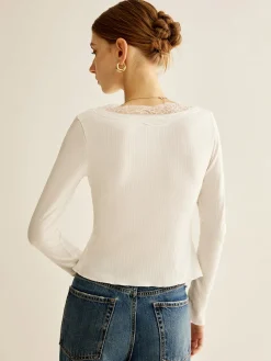 COMMENSE Lace Panel V-Neck Blouse* Blouses & Shirts|Tops