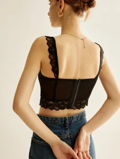 COMMENSE Lace Piping Corset Top* Corset Tops|Tops
