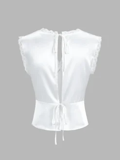 COMMENSE Lace Trim Satin Skirt Set* Skirt Sets|Long Sleeve Sets