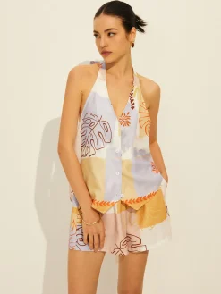 COMMENSE Lace-Up Backless Printed Shorts Set* Shorts Sets|Shorts