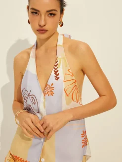 COMMENSE Lace-Up Backless Printed Shorts Set* Shorts Sets|Shorts