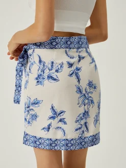COMMENSE Lace-Up Floral Print Short Skirt* Skirts|Bottoms