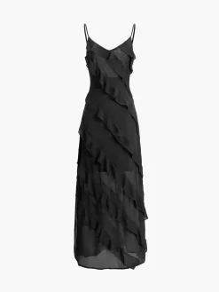 COMMENSE Ladder Ruffle Zippe Long Dress* Cocktail & Party Dresses|Summer Dresses