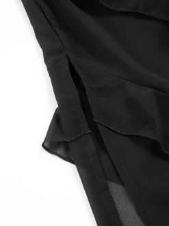 COMMENSE Ladder Ruffle Zippe Long Dress* Cocktail & Party Dresses|Summer Dresses