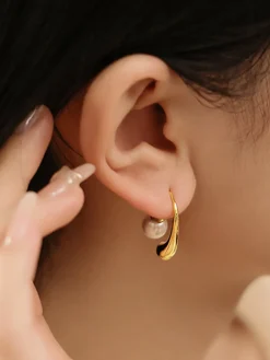 COMMENSE Lantern Shape Pearl Earrings* Earrings|Accessories