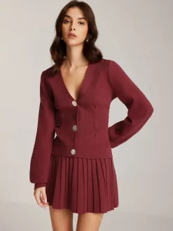 COMMENSE Lantern Sleeve Button Cardigan* Cardigans|Sweaters & Cardigans