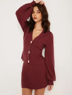 COMMENSE Lantern Sleeve Button Cardigan* Cardigans|Sweaters & Cardigans