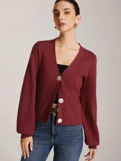 COMMENSE Lantern Sleeve Button Cardigan* Cardigans|Sweaters & Cardigans
