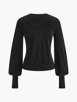 COMMENSE Lantern Sleeve Sweetheart Pleated Knit Top* Knitwear|Tops