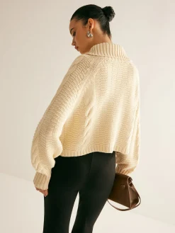 COMMENSE Lapel Breasted Cable-Knit Cardigan* Cardigans|Sweaters & Cardigans