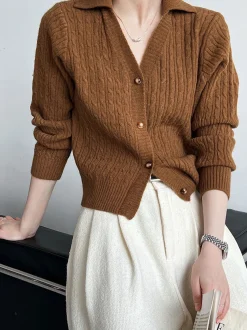 COMMENSE Lapel Button Short Cardigan* Cardigans|Sweaters & Cardigans