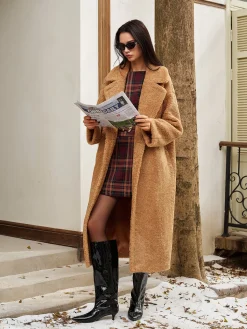 COMMENSE Lapel Minky Long Jacket* Outerwear|Jackets