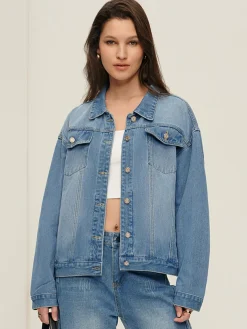 COMMENSE Lapel Pockets Denim Jacket* Outerwear|Jackets