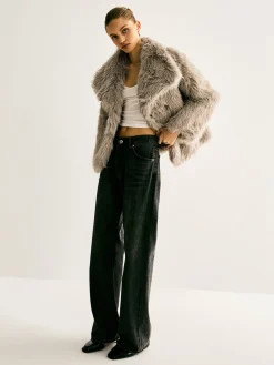 COMMENSE Lapel Pockets Faux Fur Coat* Outerwear|Coats