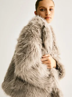 COMMENSE Lapel Pockets Faux Fur Coat* Outerwear|Coats
