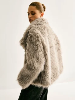 COMMENSE Lapel Pockets Faux Fur Coat* Outerwear|Coats
