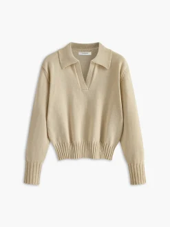 COMMENSE Lapel Ribbed Pullover Sweater* Sweater Tops|Sweaters & Cardigans