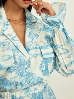COMMENSE Lapel Ruffle Printed Shorts Set* Shorts Sets|Shorts
