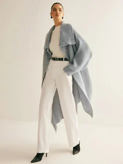 COMMENSE Lapel Scarf Ribbed Long Cardigan* Cardigans|Sweaters & Cardigans