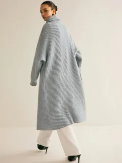 COMMENSE Lapel Scarf Ribbed Long Cardigan* Cardigans|Sweaters & Cardigans