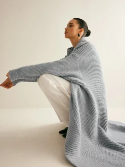COMMENSE Lapel Scarf Ribbed Long Cardigan* Cardigans|Sweaters & Cardigans