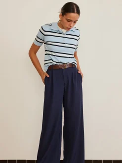 COMMENSE Lapel Striped Knit Top* Sweater Tops|Sweaters & Cardigans