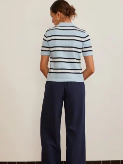 COMMENSE Lapel Striped Knit Top* Sweater Tops|Sweaters & Cardigans