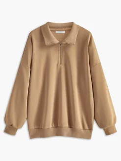 COMMENSE Lapel Zipper Pullover Sweatshirt* Sweatshirts & Hoodies|Tops