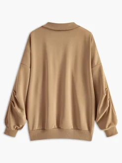 COMMENSE Lapel Zipper Pullover Sweatshirt* Sweatshirts & Hoodies|Tops