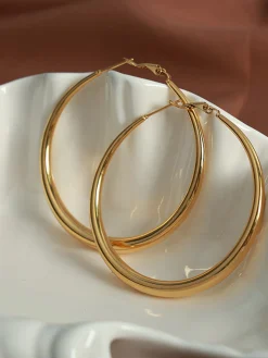 COMMENSE Large Classic Hoop Gold Earrings* Earrings|Accessories