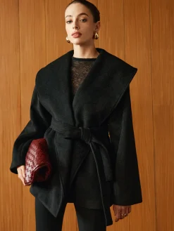 COMMENSE Large Collar Belted Coat* Outerwear|Coats