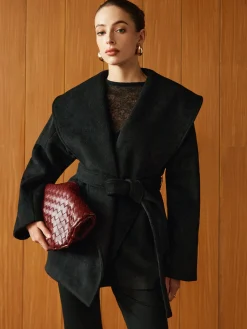 COMMENSE Large Collar Belted Coat* Outerwear|Coats