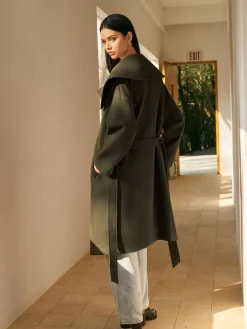 COMMENSE Large Collar Belted Tweed Coat* Outerwear|Tops