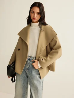 COMMENSE Large Collar Tweed Coat* Outerwear|Coats