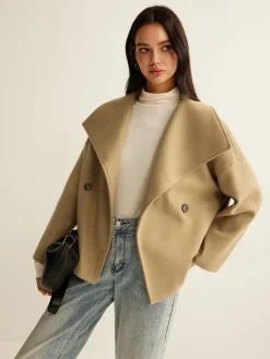 COMMENSE Large Collar Tweed Coat* Outerwear|Coats