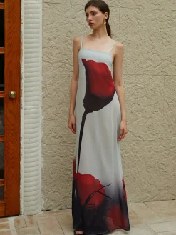 COMMENSE Large Floral Print Cami Long Dress* Casual Dresses|Floral Dresses