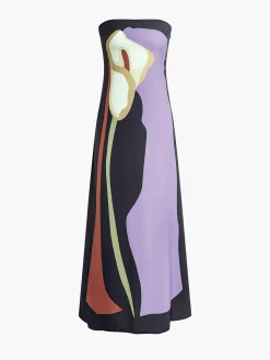 COMMENSE Large Floral Print Split Tube Long Dress* Floral Dresses|Vacation Dresses