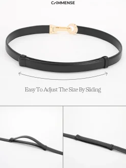 COMMENSE Leather Gold Buckle Belt* Belts & Chain|Accessories
