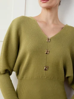 COMMENSE Leg-Of-Mutton Sleeve Cinched Sweater* Sweater Tops|Sweaters & Cardigans