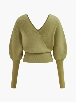 COMMENSE Leg-Of-Mutton Sleeve Cinched Sweater* Sweater Tops|Sweaters & Cardigans