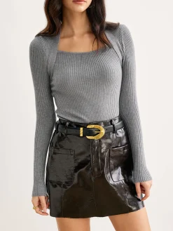 COMMENSE Leisure 2 in 1 Slim Knit Top* Sweater Tops|Sweaters & Cardigans