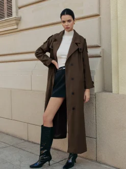 COMMENSE Leisure Belted Tweed Long Coat* Outerwear|Coats