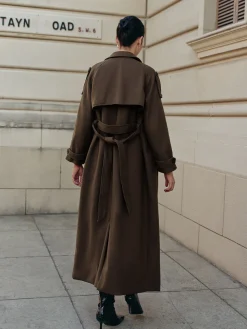 COMMENSE Leisure Belted Tweed Long Coat* Outerwear|Coats