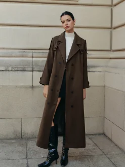 COMMENSE Leisure Belted Tweed Long Coat* Outerwear|Coats